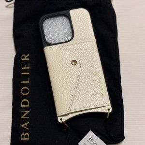 Bandolier Pebble Leather iPhone 14 PRO Ivory/Gold Case NWT
